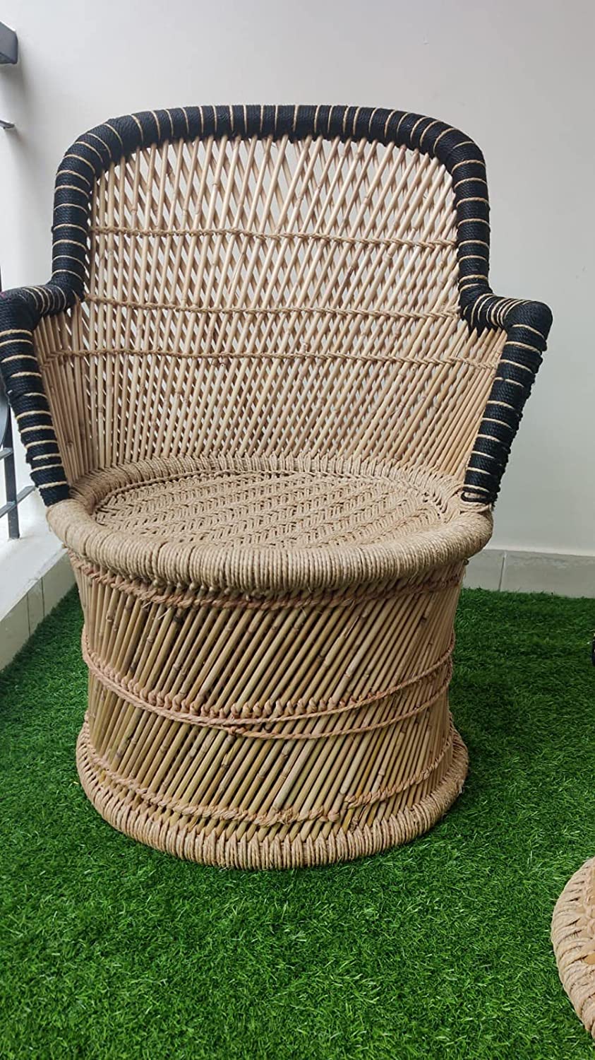Handmakers ! Black & Beige Bamboo (SARKANDA) Chair