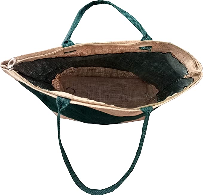 Handmakers  Women Jute Handbag with Green color