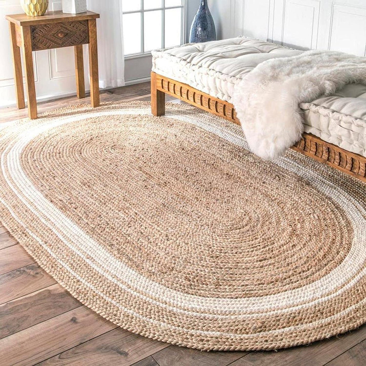 White Oval Carpets for living room