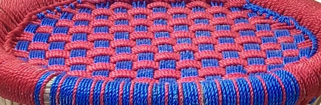 Blue & Red Weaving Mudda stool