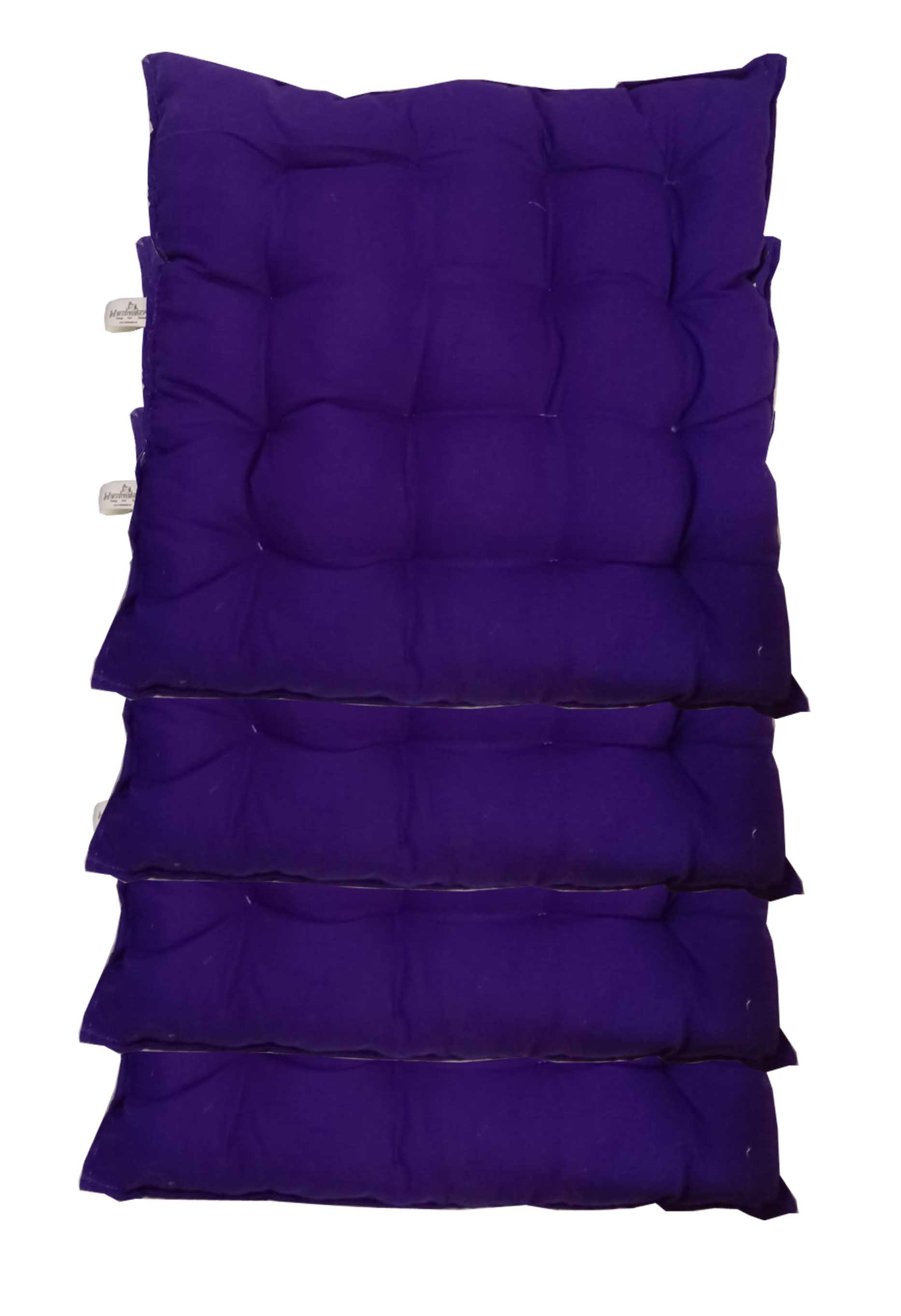 Handmakers Cotton Cushion with Square shape for Chair Seat Cushion (18 inch  X 18 Inch, Blue)