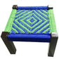 Handmakers Wooden Stool with Blue and Green Color