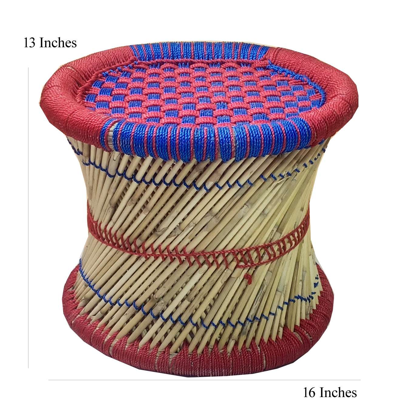 Blue & Red Weaving Mudda stool