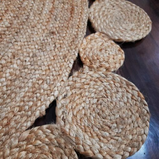 Handmaker! Jute Beige area rug with outer circle