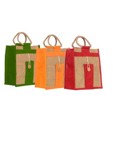 Natural Jute Cloth Handbag With Combo Color ( Set of 3)