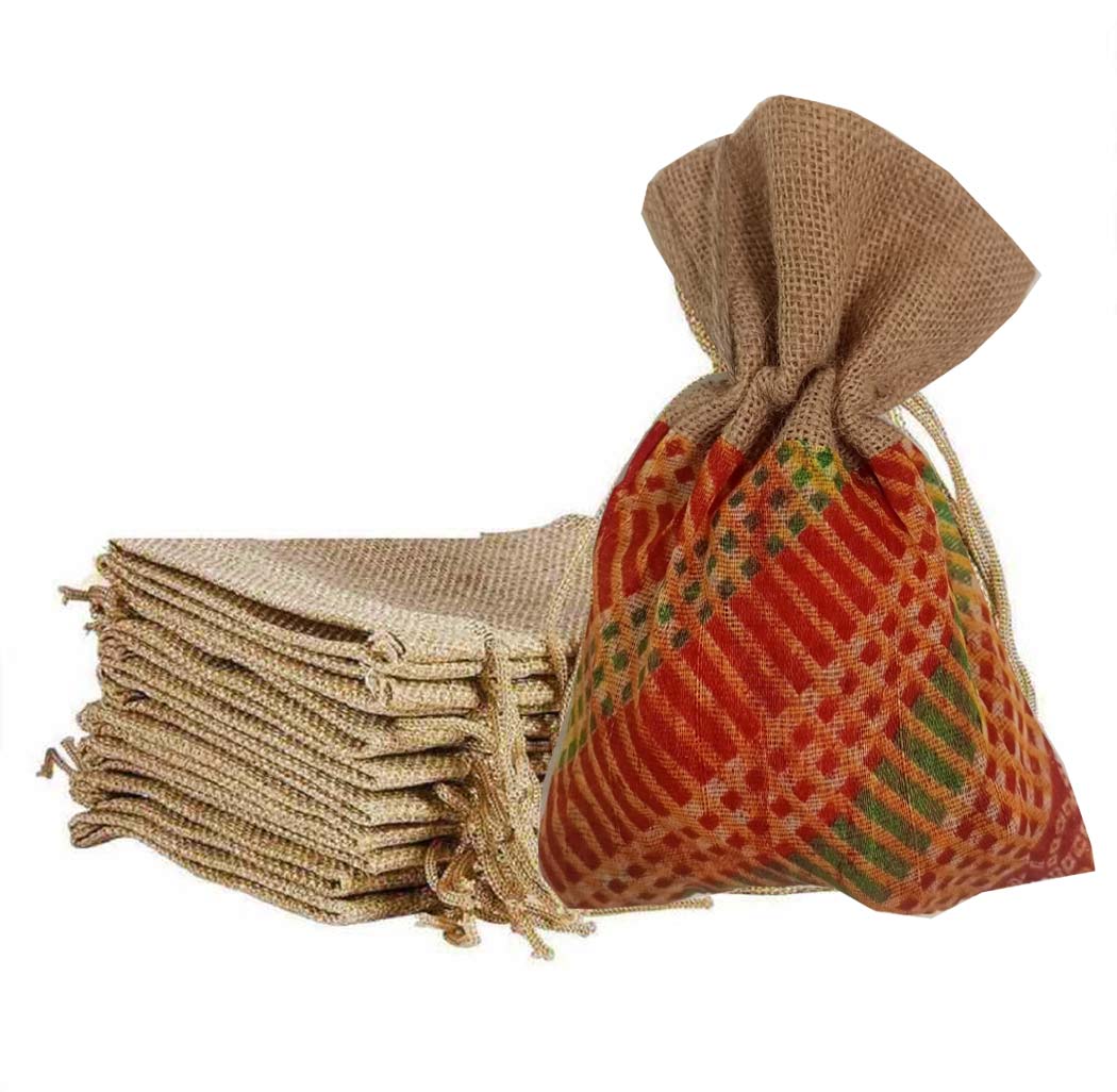 Ethnic Printed Jute Potli Bag