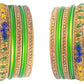 Enthic Traditional Rajasthani Bradal and Partywear Lac Bangles For Women in Green Color set of (7+7)
