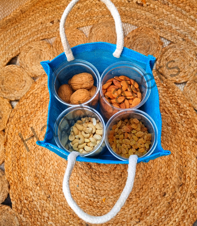 Blue small jute bag