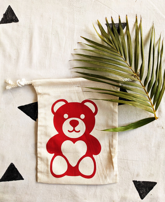Handmakers Teddy Bear Cotton Potli Bag,