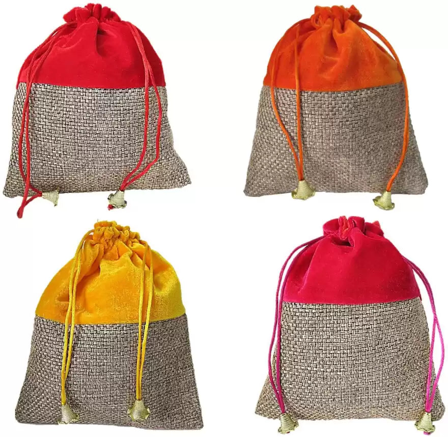 Handmakers Velvet Jute Potli Bag
