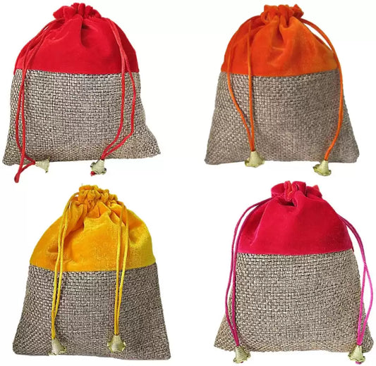Handmakers Velvet Jute Potli Bag