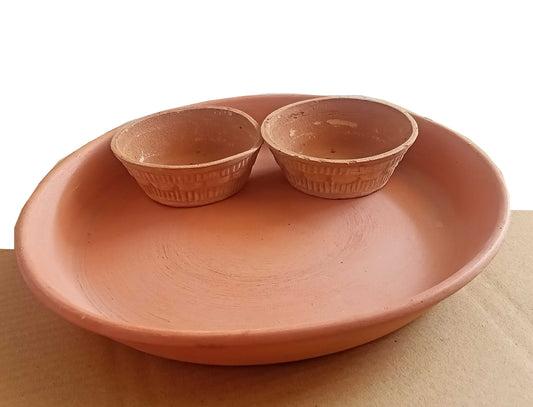 Clay Plate & Bowls - Plate ( SET OF 3) Bowls (SET of 5)