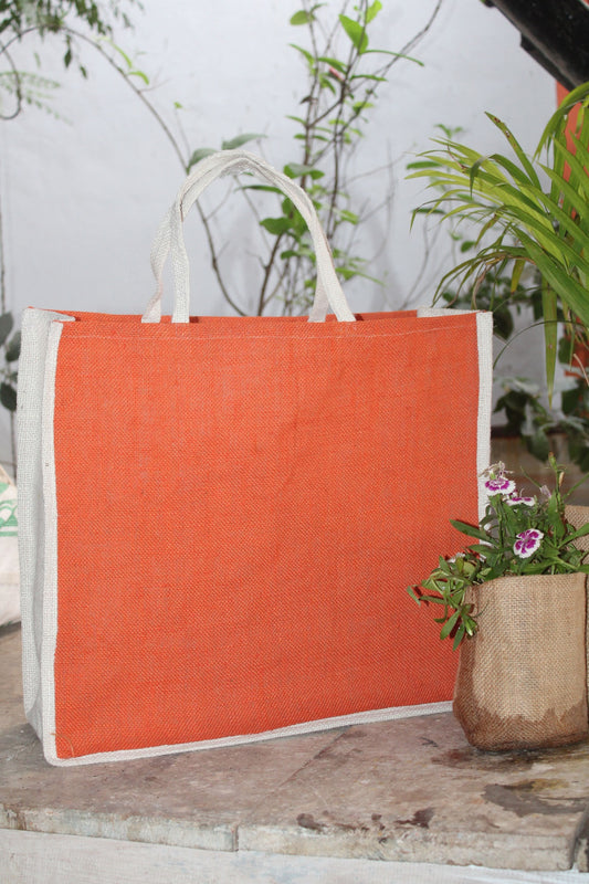 Natural handmade pure Orange jute bag with Rectangular Shape (Set of 4)