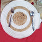 Whtie and Beige Round Table Mats (Set of 4)