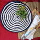 Jute Place Mats With White and Blue  SET of 4 Pcs- 30 CM