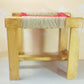 Red & Beige Wooden Weaving Chowki With Chess Board Design