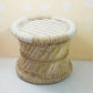 White and Beige Wave Design Bamboo Mudda Stool