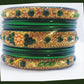 Enthic Traditional Rajasthani Bradal And Partywear Lac Bangles For Women in Green Color set of (7+7)