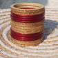 Handmakers ! Traditional Lac Bangles in Maroon with Golden color set of(8+8)