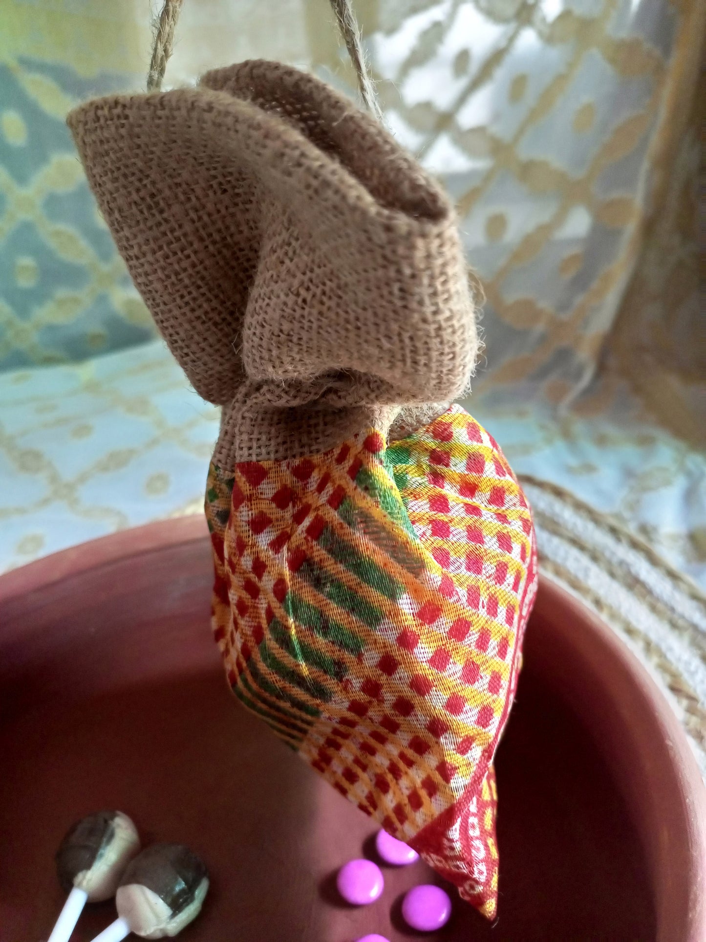 Handmakers! Chundri Cotton and Jute Return Gift Potli Pouch (Set of 15)