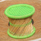 	 Green Bamboo Mudda Stool with Chess Board Design