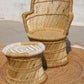 	 Bamboo Mudda Weaving Chair Set With Beige & White Combination Wave Design