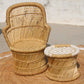 Bamboo Mudda Weaving Chair Set With Beige & White Combination Wave Design