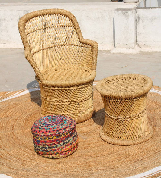 Natural Balcony mudda chair set