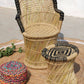Handmakers ! Black & Beige Bamboo(SARKANDA) Chair With Stool