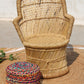 Bamboo Mudda Weaving Chair Set With Beige & White Combination Wave Design