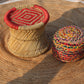 Bamboo Mudda Stool with Red & beige color