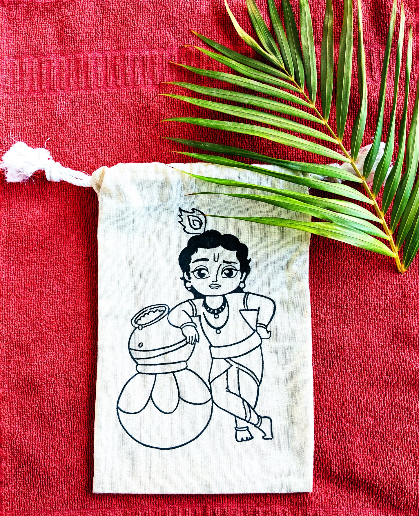 Krishna Printed Cotton Potli Bag
