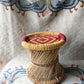 Red cotton bamboo stool