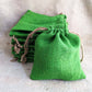 Handmakes Natural Pure Green Jute Gift Potli Bags 7X8 Gift Pouches