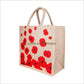 Natural Handmade Pure Jute Handbag With Red Flower Design