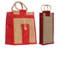 Natural pure Jute Handbags and bottle bags With Red Color