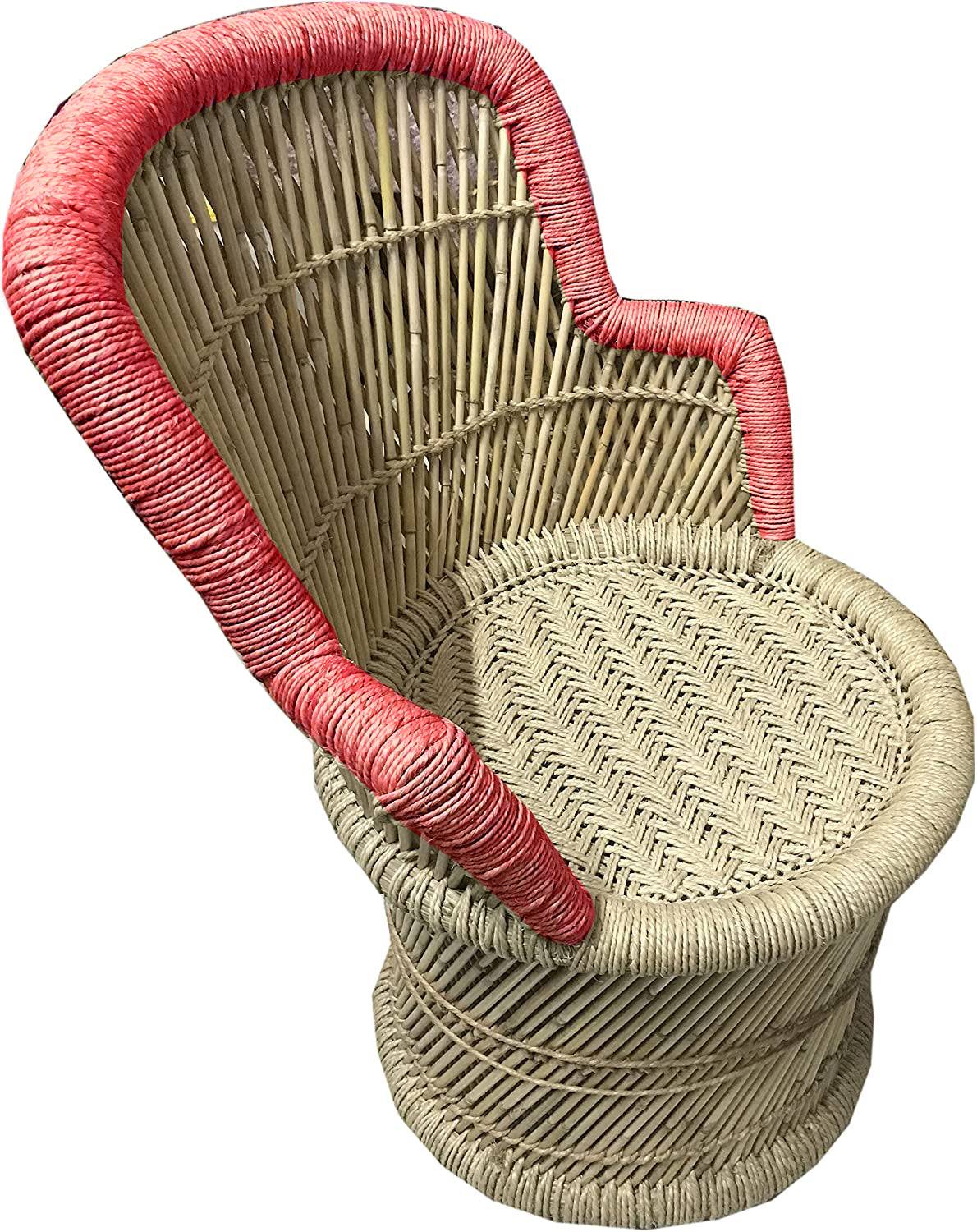 Handmakers Bamboo Mudda Chair with Red for Kids