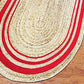 Oval Shape Runner With Beige and Red Strips - 3 X 6 Carpet