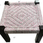 Handmakers! Wooden furniture /stool with Red Mix whtie weaving