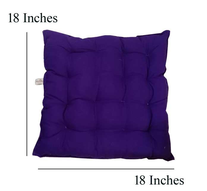 Handmakers Cotton Cushion with Square shape for Chair  Seat Cushion (18 inch X 18 Inch, Blue)