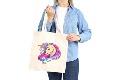 Handmakers Unicorn Print Canvas Tote Bag for Return Gift Bags (set of 2)