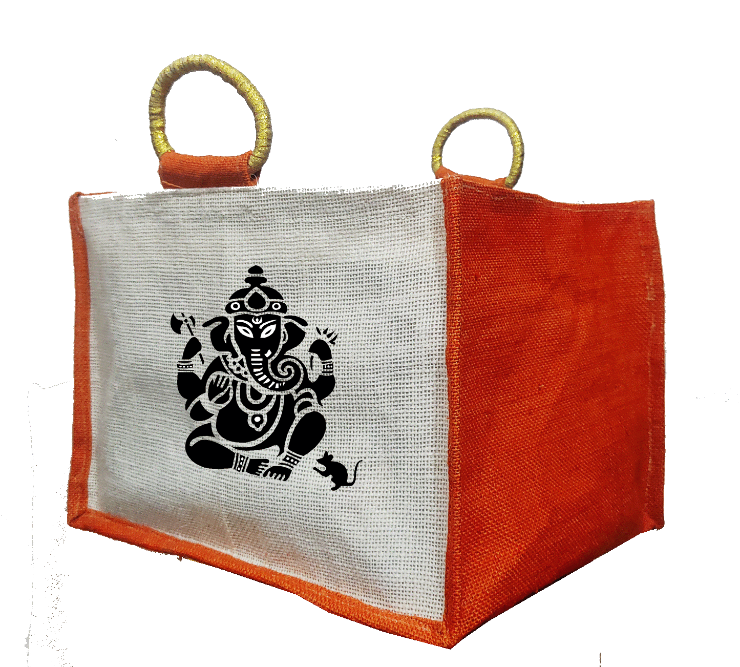 Natural  Jute Bags with Orange Colors for Sweet Box ,Wedding bags (Set of 2)