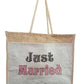 Natural Jute Cloth Handbag With Just Married (Set of 2)