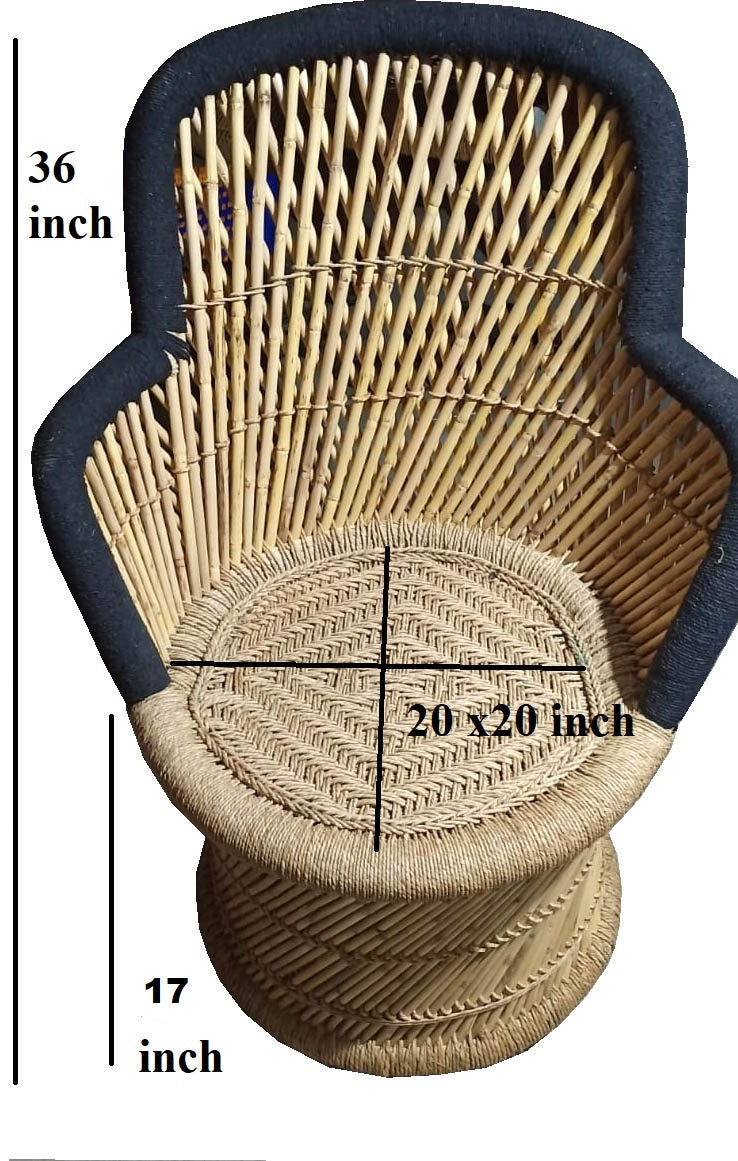 Handmakers ! Black & Beige Bamboo (SARKANDA) Chair