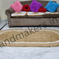 Natural Golden Jute Beige With White Oval Shape Runner - 3 X 5 FT