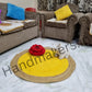 Natural Jute Rugs With Yellow and Beige Strips - 90 CM