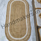 Natural Golden Jute Beige With White Oval Shape Runner - 3 X 5 FT