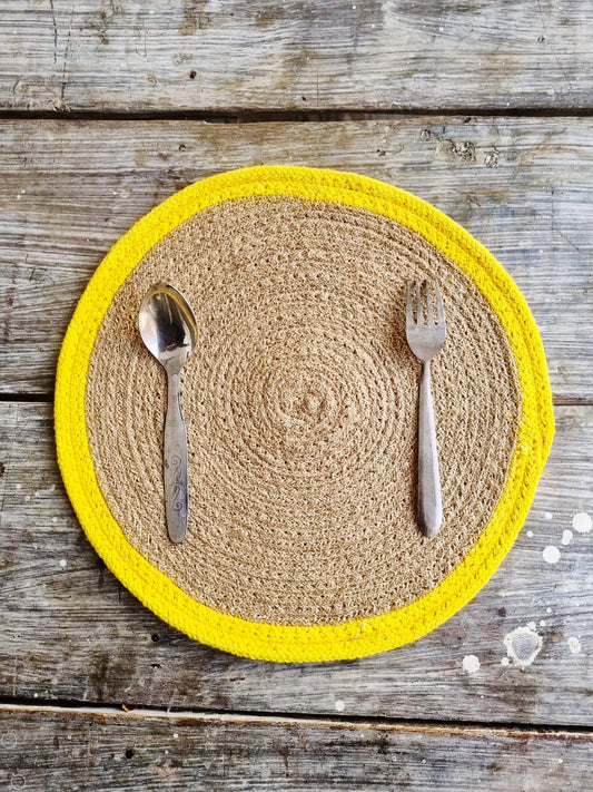 dining table mats with yellow 