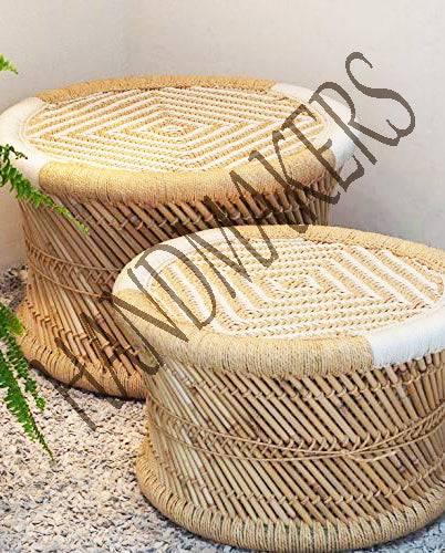 White and Beige Weaving Mudda SET of 2