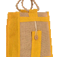 Natural Jute Cloth Handbag With Yellow and Beige ( Set of 2)